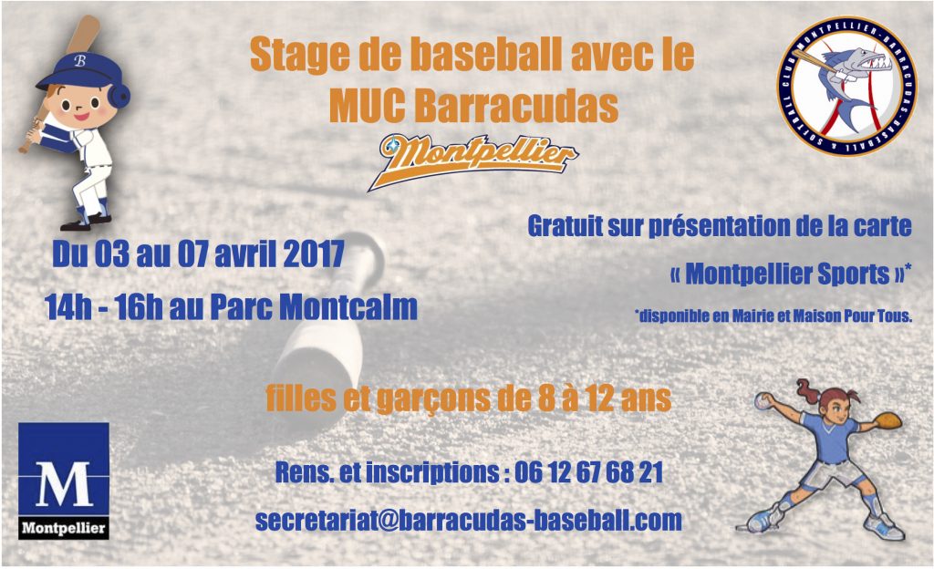 Flyer stage avril baseball Montpellier 2017
